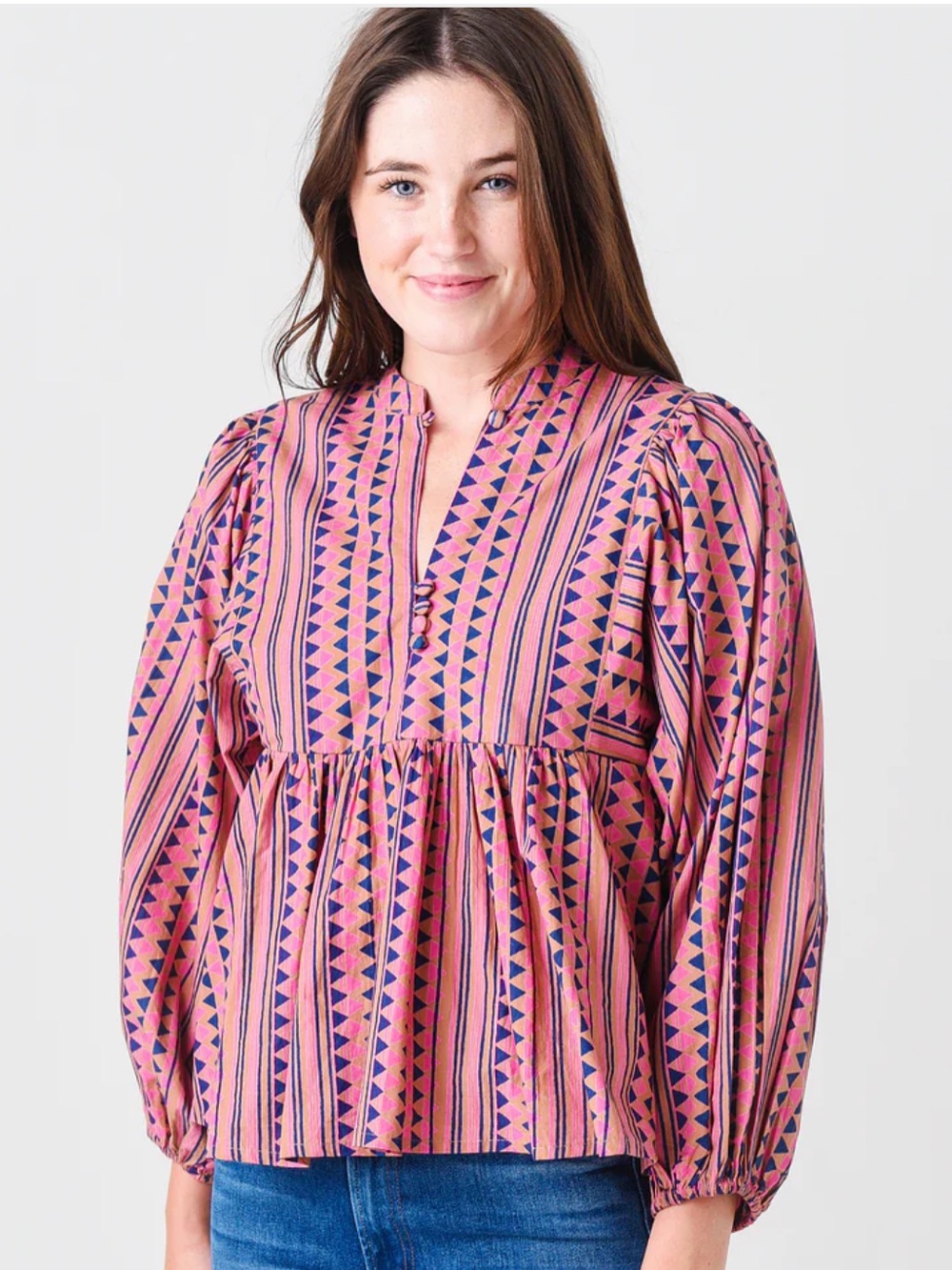 Oliphant Mandarin Balloon Sleeve Top